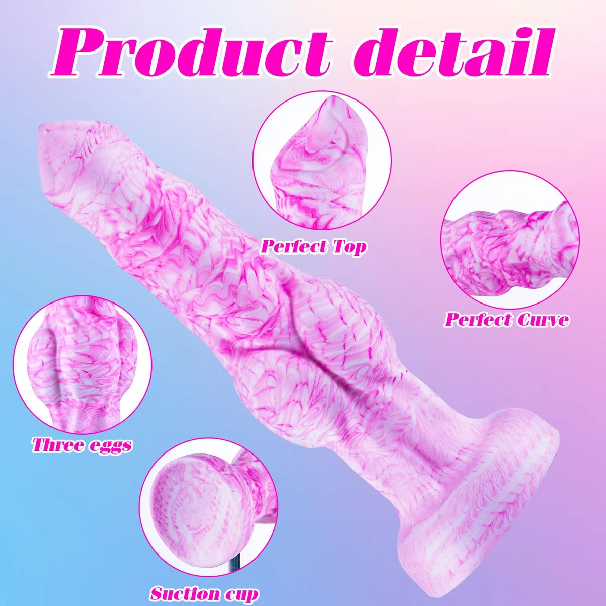 Dildo de Lobo Rosa de Gran Tamaño - Juguete Realista de 21,1 cm con Ventosa,Lobo Exótico con Nudos,Plug Anal Grueso de Silicona para Fantasías,Gran Dildo con Ventosa para Parejas de Hombres y Mujeres