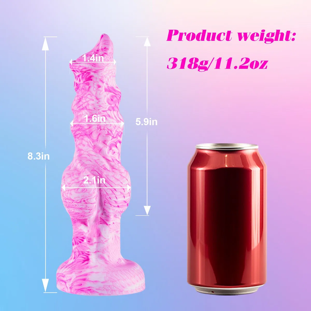 Dildo de Lobo Rosa de Gran Tamaño - Juguete Realista de 21,1 cm con Ventosa,Lobo Exótico con Nudos,Plug Anal Grueso de Silicona para Fantasías,Gran Dildo con Ventosa para Parejas de Hombres y Mujeres
