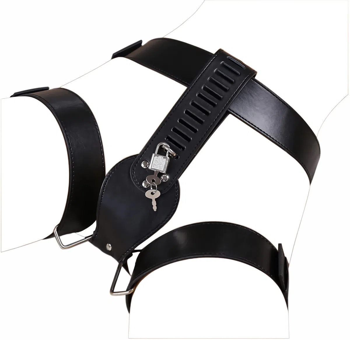 SeLgurFos Cinturón de castidad de cuero bragas de castidad de las mujeres Negro ropa interior de castidad con llave y cerradura SM Bondage Bondage Esclavo disfraces eróticos