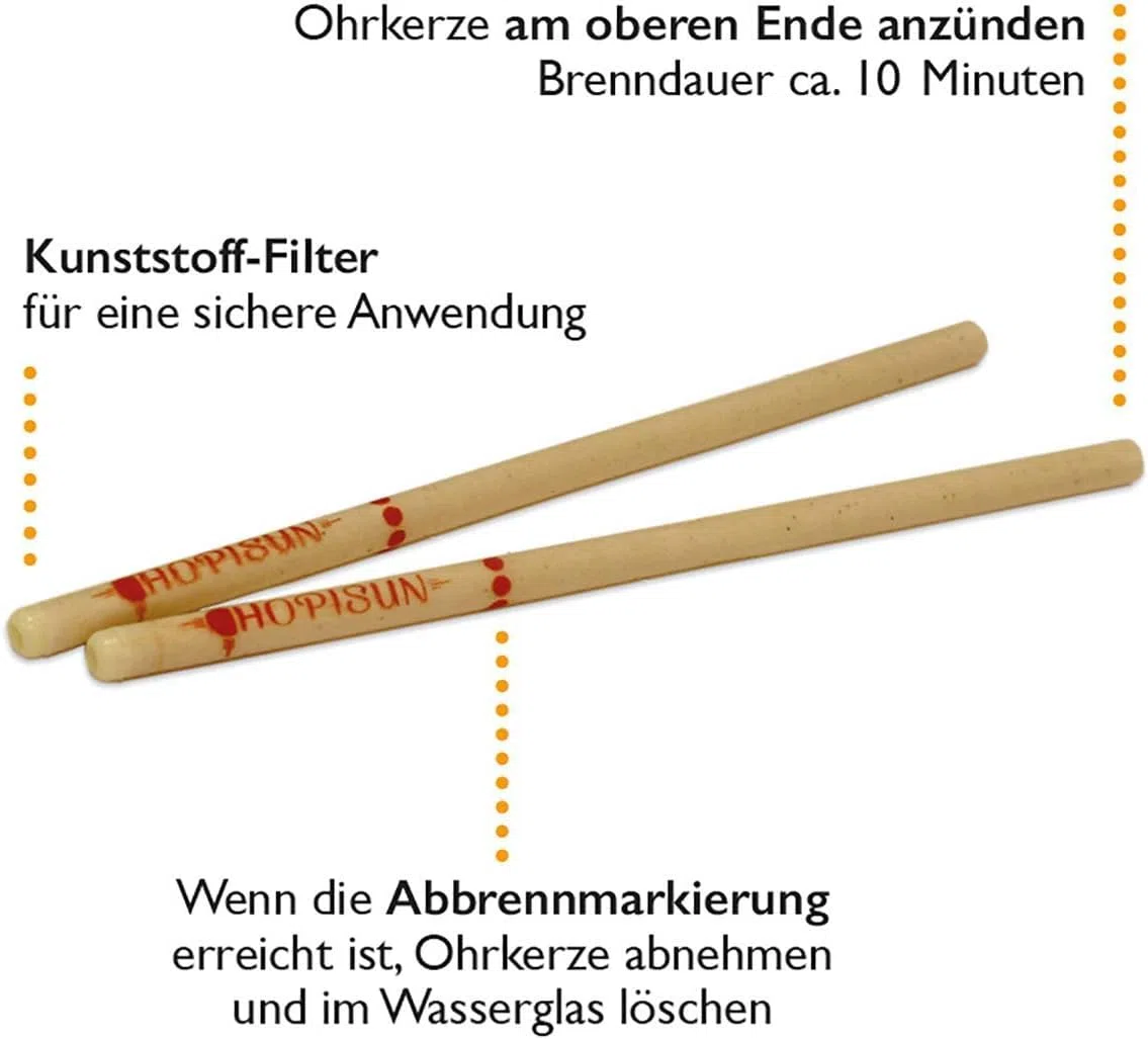 Bougies d’oreille HOPISUN 10 pièces cylindriques bien-être bougies auriculaires en cire d’abeille avec filtre