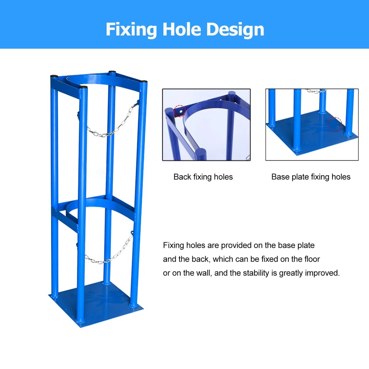 Estante de acero para cilindro de gas, soporte para tanque de oxígeno de montaje en pared o suelo con 2 bisagras, para uso industrial y de laboratorio