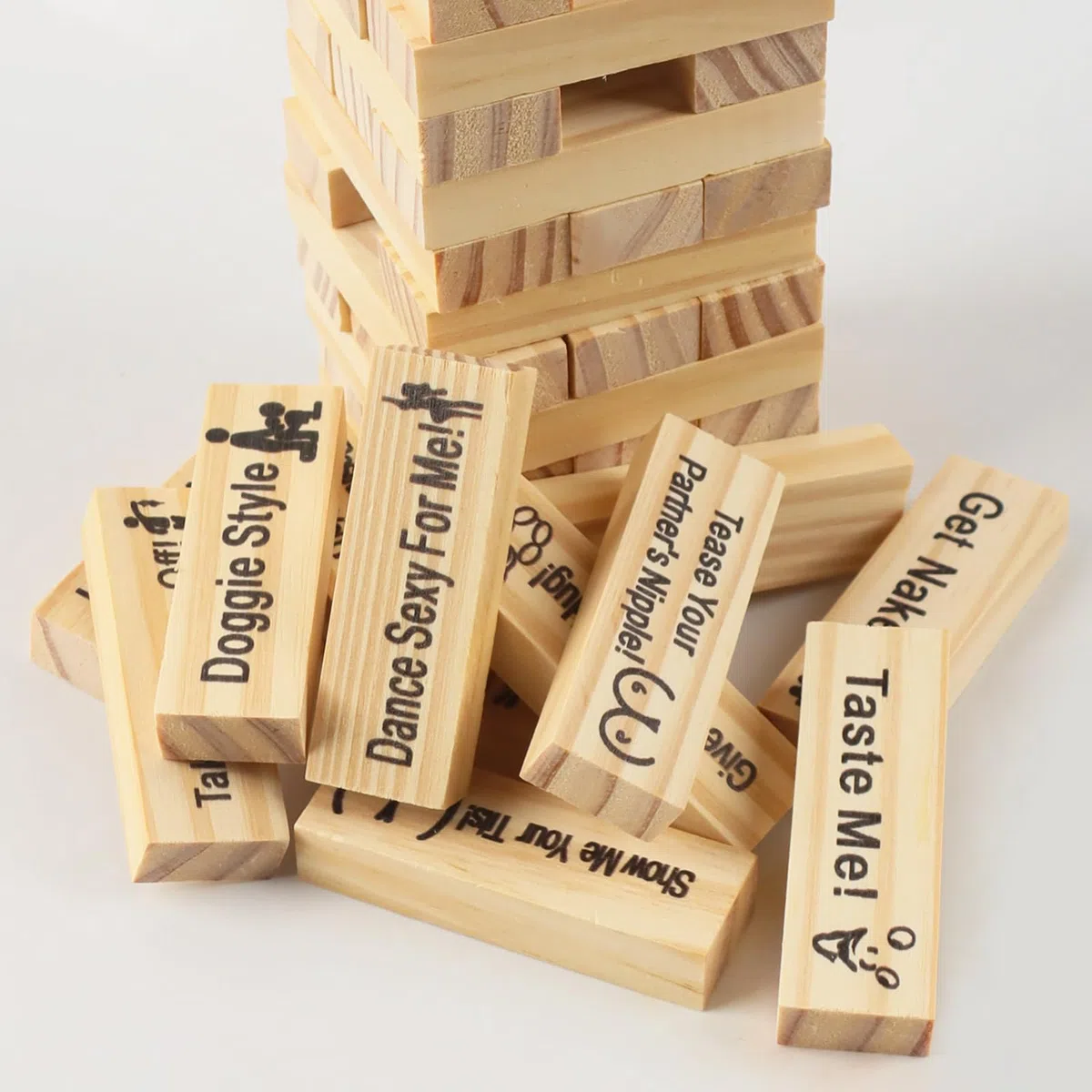 Juego de Torre de Parejas, 48 Piezas Juego de Apilar Parejas, Torre de Bloques Super Traviesa, con Retos para Calentar Romance, Regalos para Una Cita Nocturna