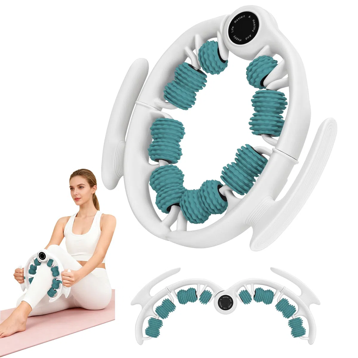 Rodillo de masaje de celulitis con asas de rodillo desmontables para espalda, piernas, cuello, hombros, relajación muscular corporal y circulación, herramienta masajeadora de presión firme para