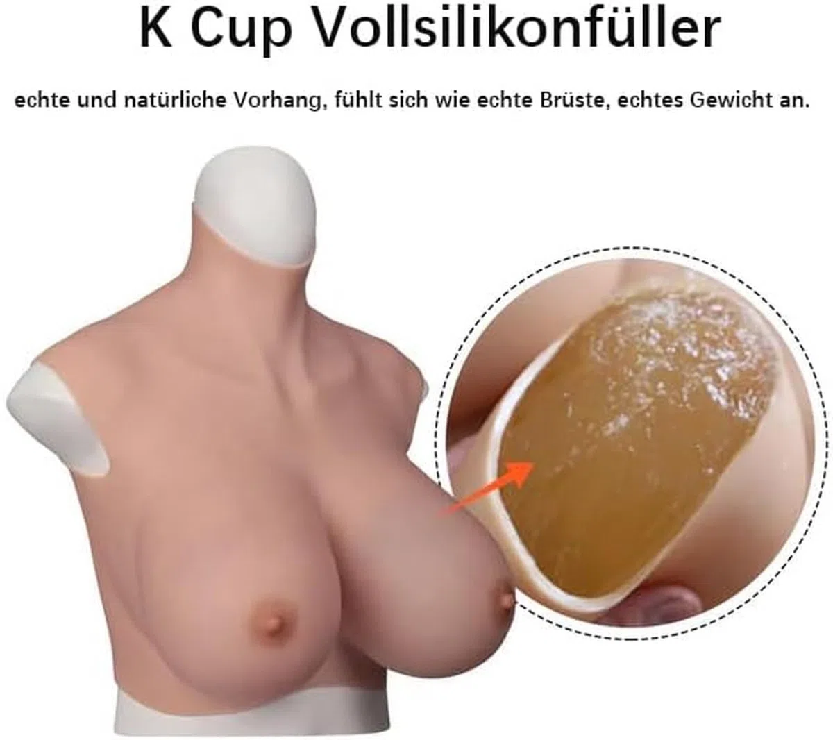 Grandes Pechos Copa H K S Z prótesis mamarias de Silicona Forma Pechera para Cosplay travesti Drag Queen transgénero, Beige Baumwollfüller, K Cup Baumwollfüller