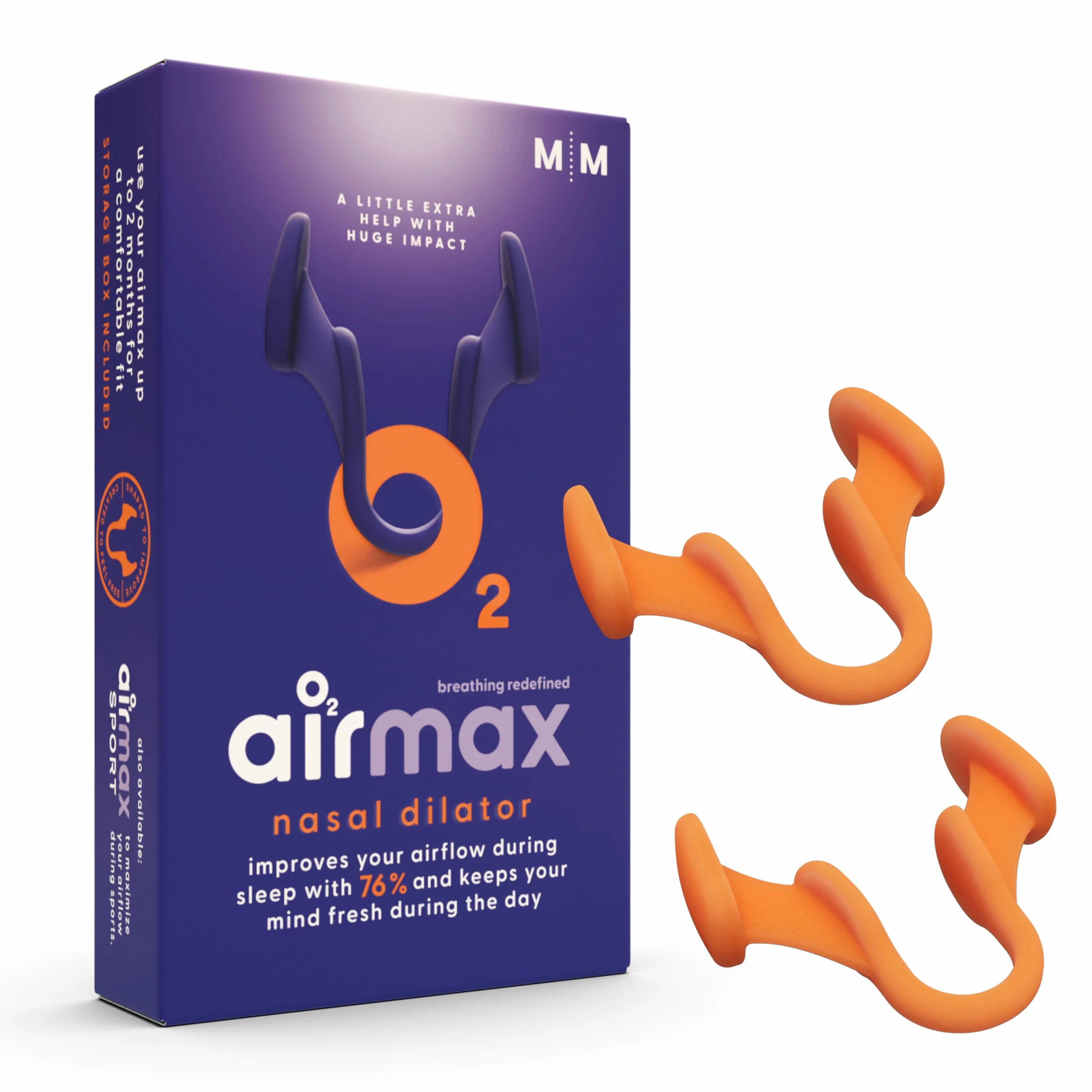 Airmax - Dilatador nasal eficaz para los ronquidos y la congestión nasal - 2x de tamaño mediano - Dispositivo médico recomendado por los médicos