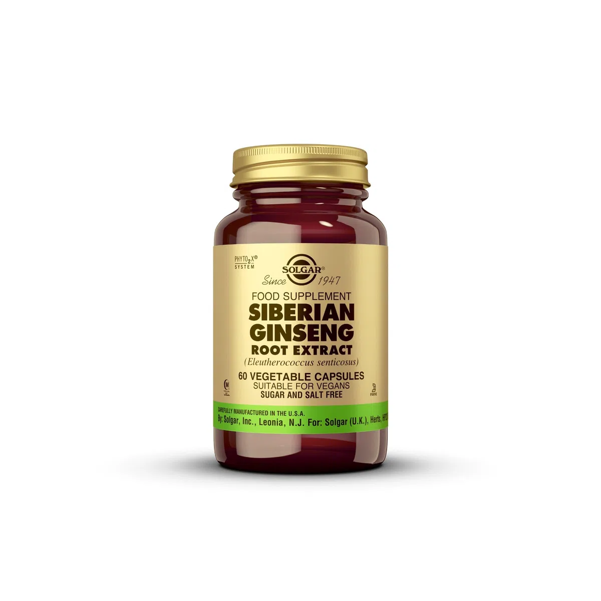 Solgar Ginseng Siberiano Extracto De Raíz Cápsulas Vegetales - Envase De 60, color Multicolor, 60 Unidad