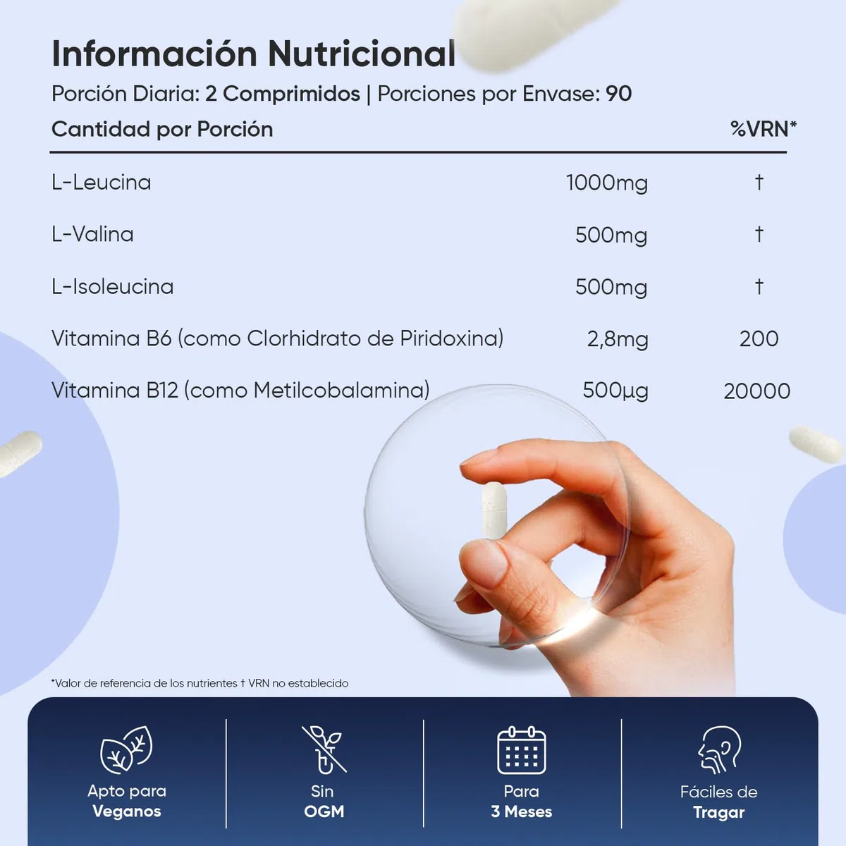 BCAA 2:1:1 Aminoácidos Esenciales 2000mg-180 Comprimidos- Con Vitamina B12, B6 y Aminoácidos Ramificados L- Leucina,L- Isoleucina y L-Valina-Aptos para Veganos,Sin Estearato de Magnesio y para 3 Meses
