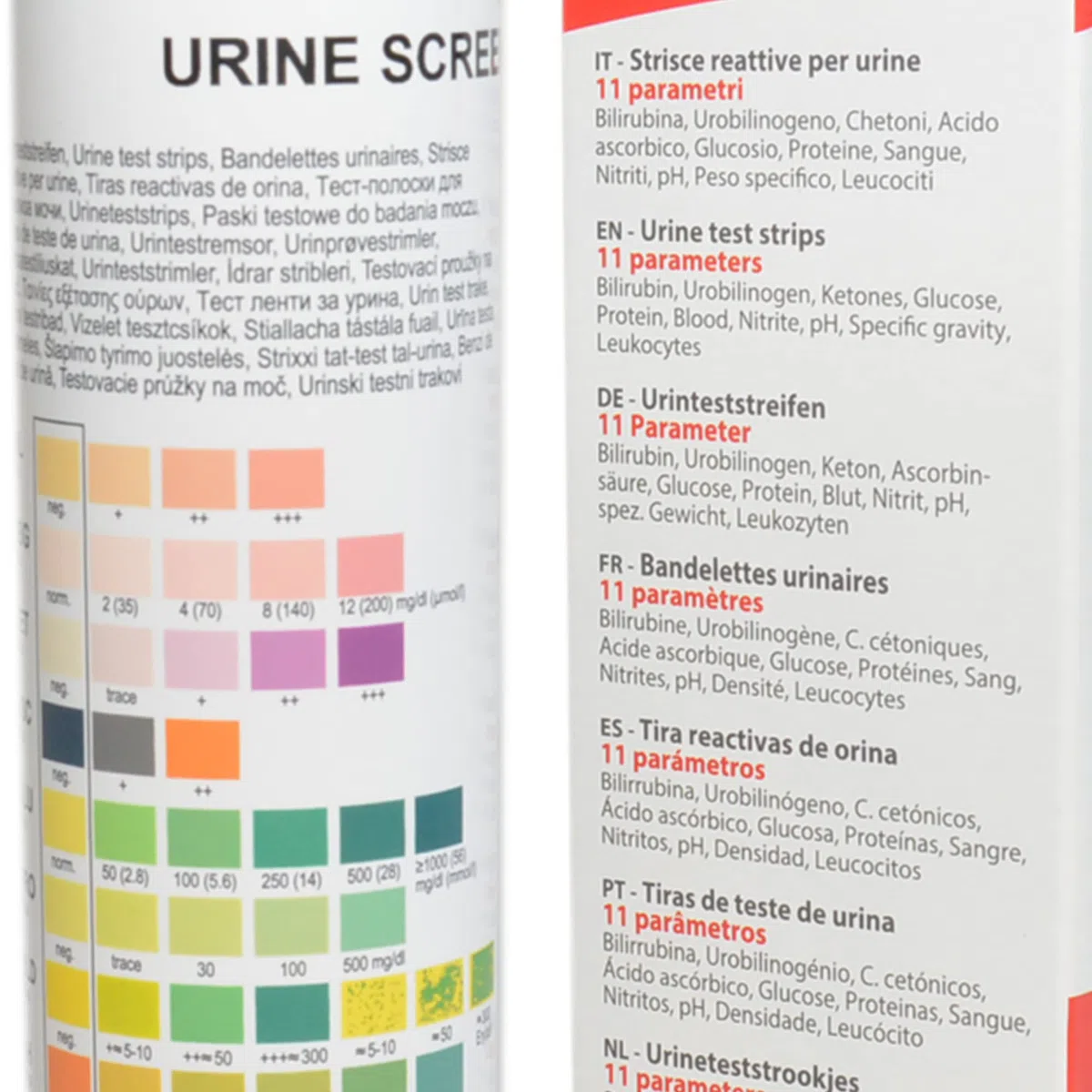 GIMA RAYAS DE ORINA EN BOTELLA - 11 parámetros. Pack de 100 piezas Utilizado por profesionales para pruebas visuales en el control/detección general de afecciones generales de salud.11 parámetros
