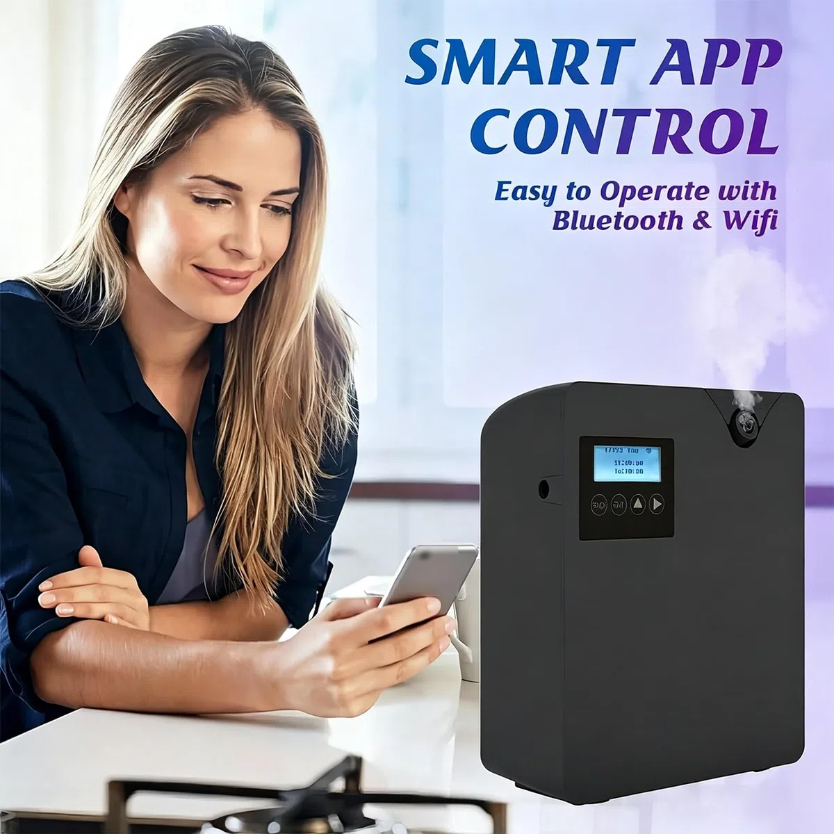 Smart Scent Air Machine, difusor de aceite esencial sin agua con tecnología nebulizadora, difusor de aroma de HVAC de cobertura de 2000 pies cuadrados, para el hogar, hotel, spa