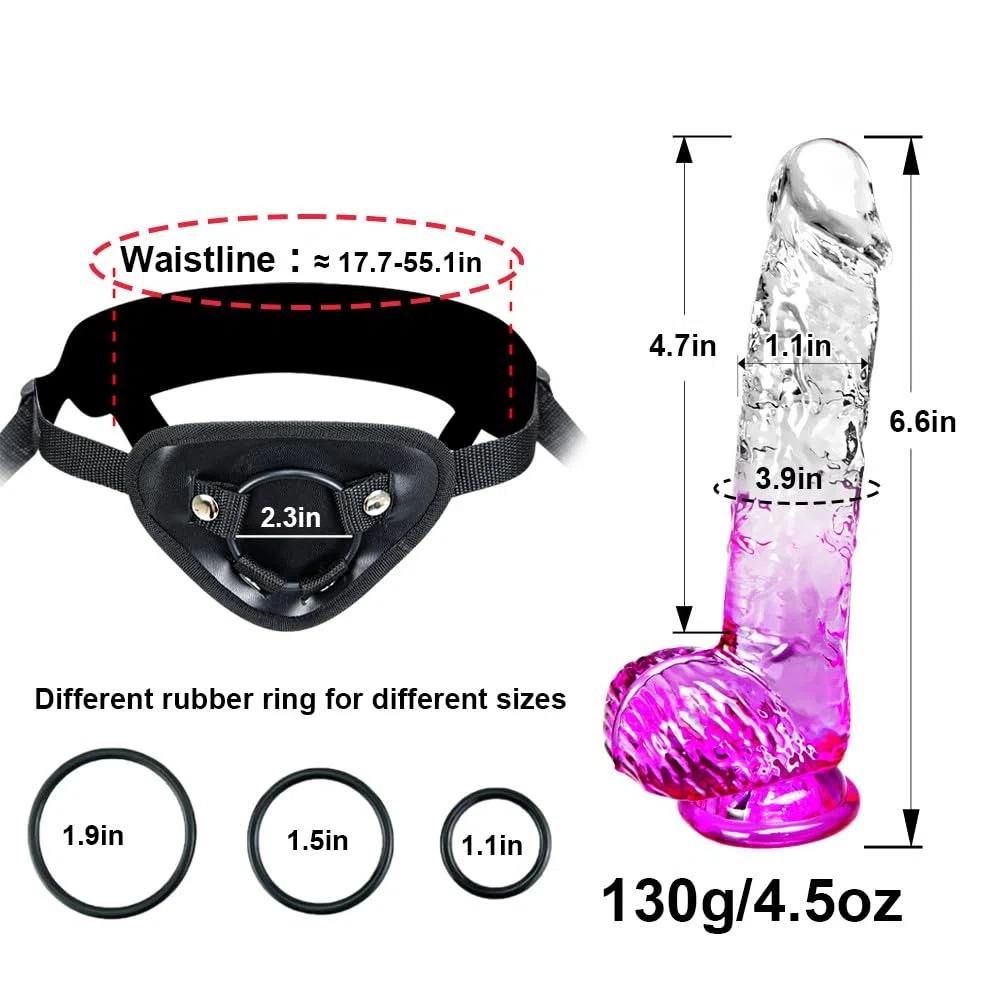 Juego de arnés y arnés para principiantes: arnés sexual portátil con consolador pequeño de 17 cm: juguete sexual ideal para parejas y principiantes: masturbación femenina, juegos lésbicos y más