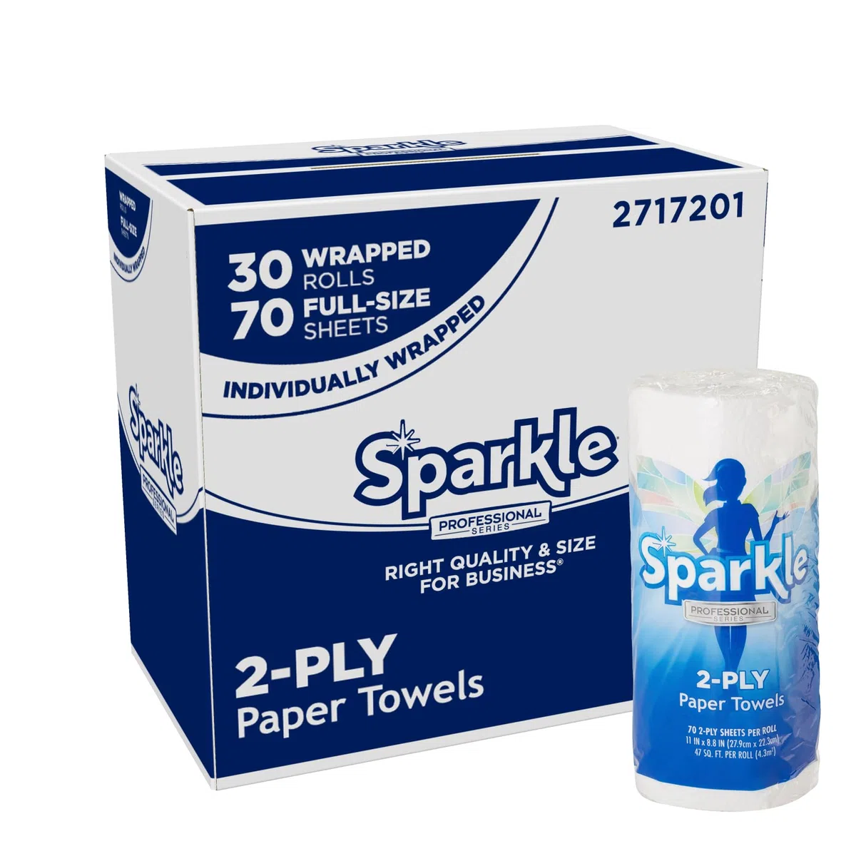 Sparkle Professional Series 2717201 - Rollos de papel de cocina perforados de 2 capas por GP PRO (Georgia-Pacific) 2717201 70 hojas por rollo, 30 rollos por caja