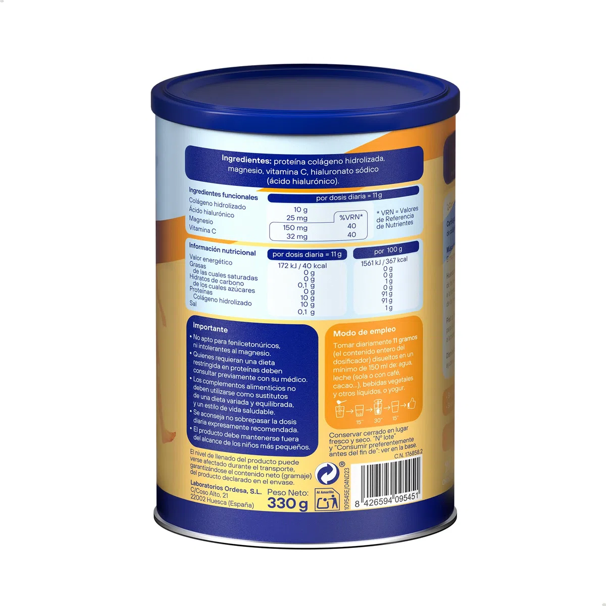 Colnatur Complex Neutro | 330g | Colágeno con Magnesio y Vitamina C para Músculos y Articulaciones