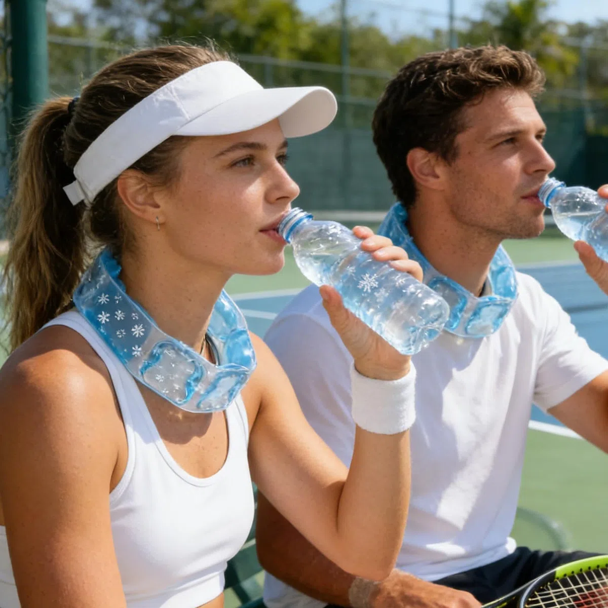 Collares de enfriamiento para el cuello – Collar de hielo de gel ajustable reutilizable para enfriamiento instantáneo, bufanda de terapia de frío de verano, ligero del sudor, deportes al aire