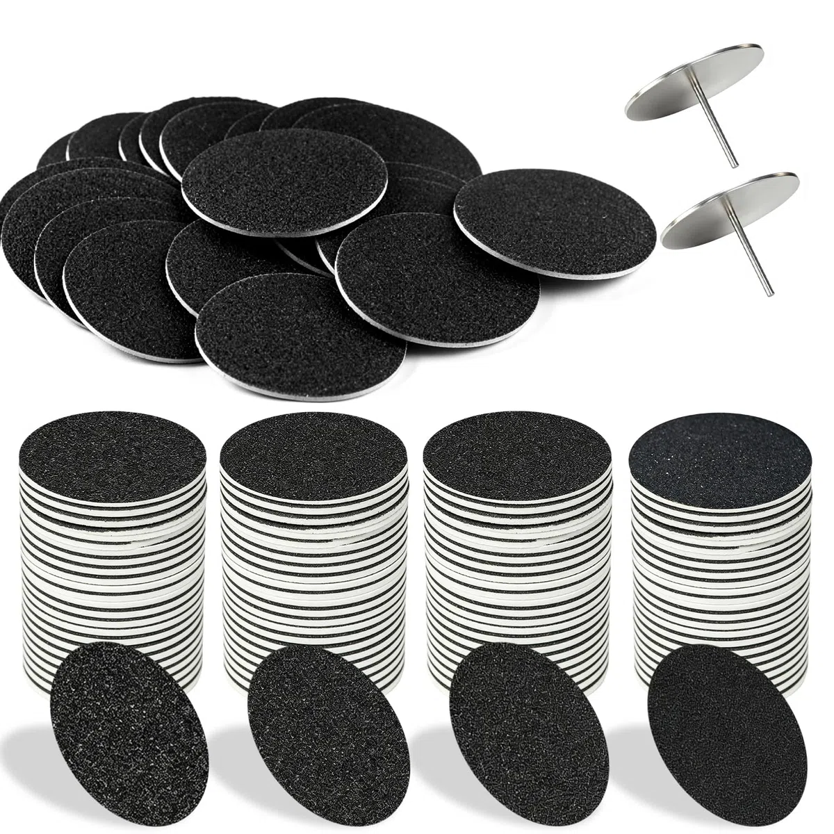 154 Unidades Callos Pies Eliminar Lija Pedicura 80 120 180 240 con 2 Brocas Metálicas 45 Mm Lija Recambio 43 Mm para Accesorios Lima Eléctrica para Pies