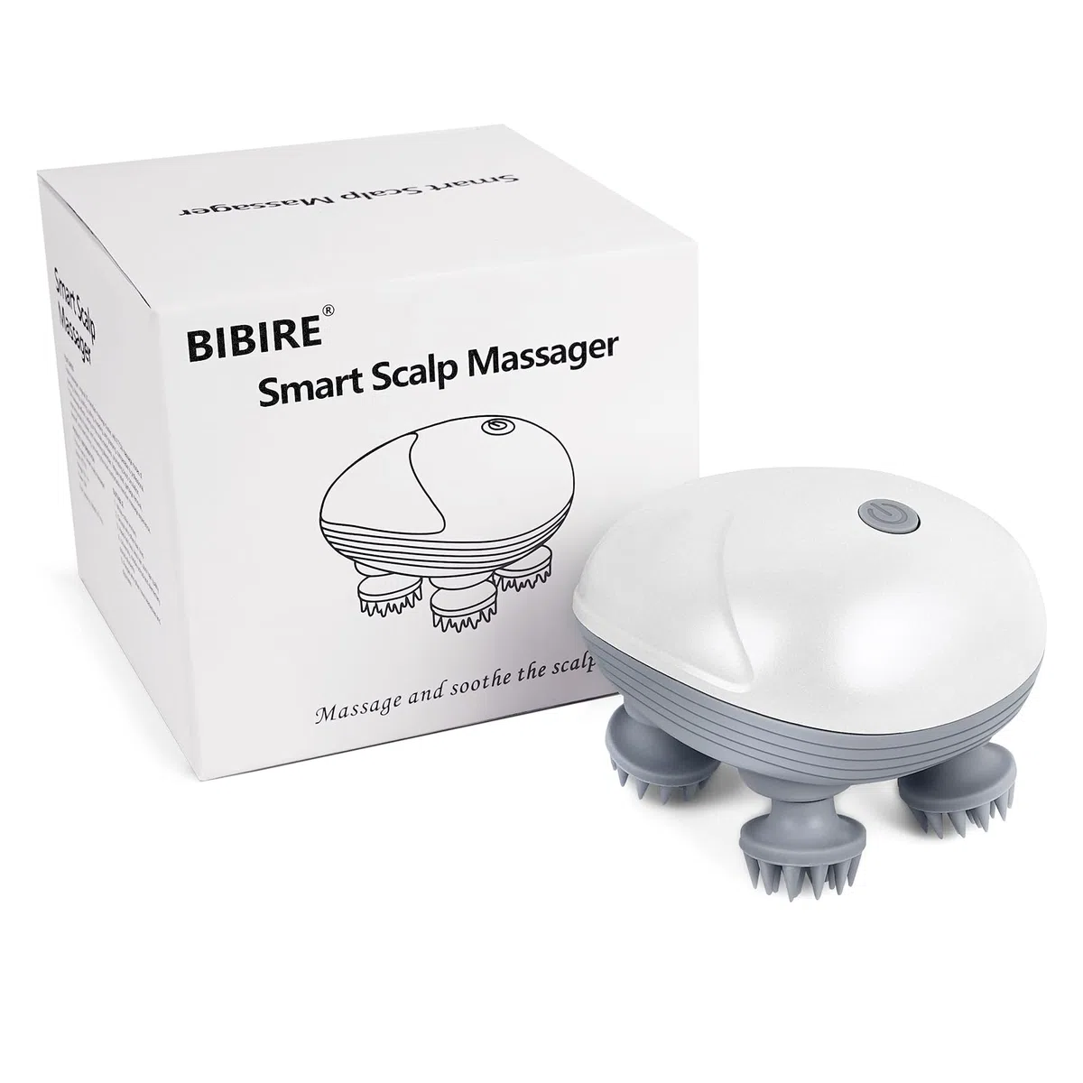 BIBIRE Masajeador eléctrico de cuero cabelludo para perros y gatos, con 4 cabezales de masaje de amasado y IPX7 para crecimiento del cabello y relajación del estrés