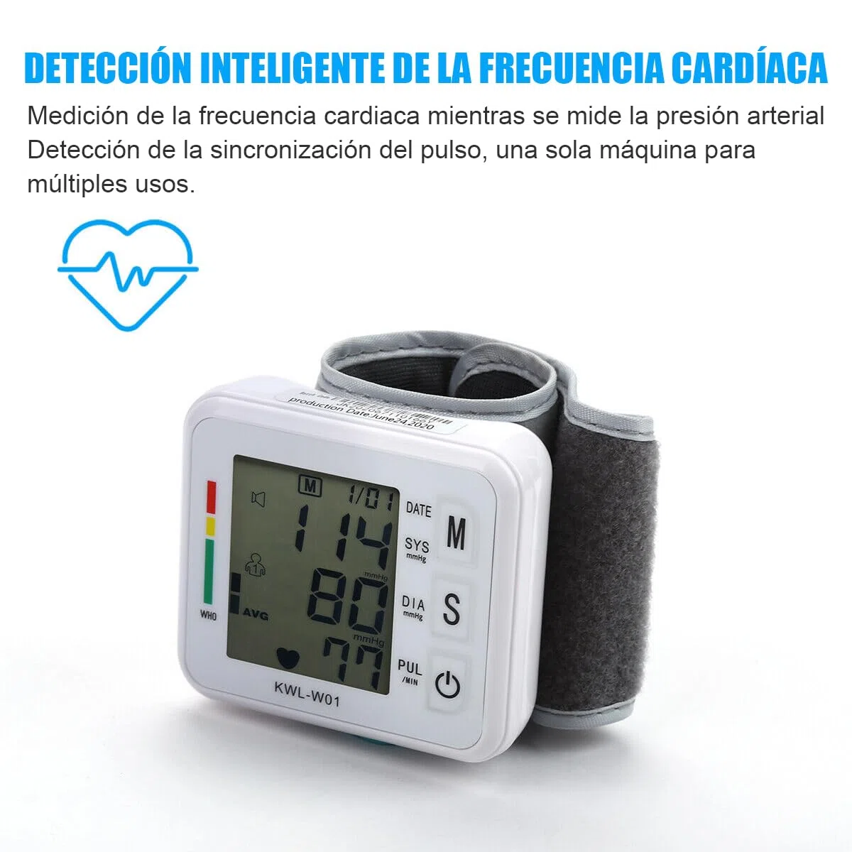 Tensiometro de Muñeca, Tensiómetro Digital Ajustable Medición Totalmente Automática Tensión Arterial de Muñeca fácil de usar - Para 2 Usuarios Gran Pantalla Memoria