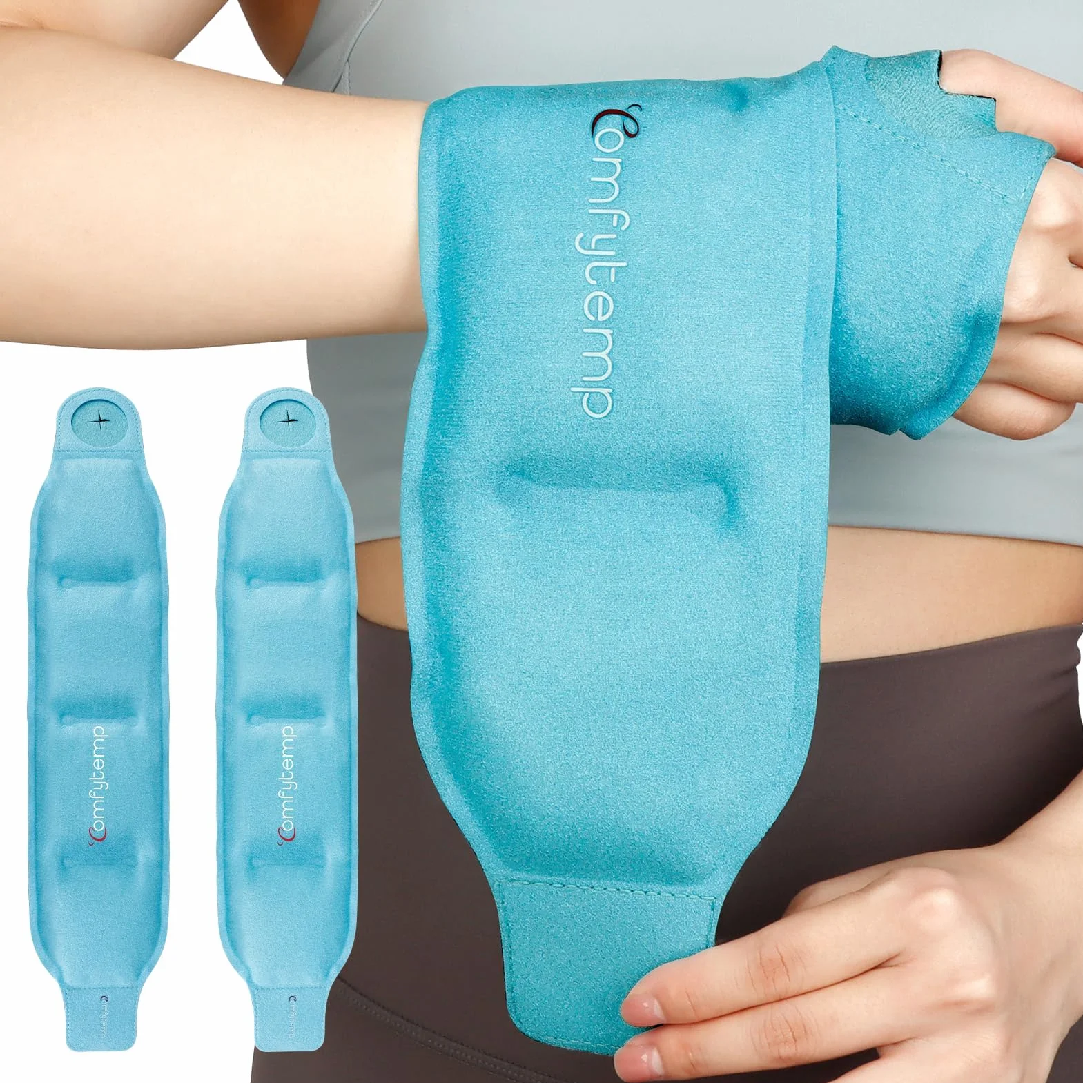 Comfytemp 2 Unidad Bolsa de Hielo para Muñeca, Bolsa de Gel para la Manos Reutilizable, Paquete de Hielo para Muñeca del pulgar, para Alivio el Dolor del Túnel Carpiano, Lesiones las Manos, Esguince