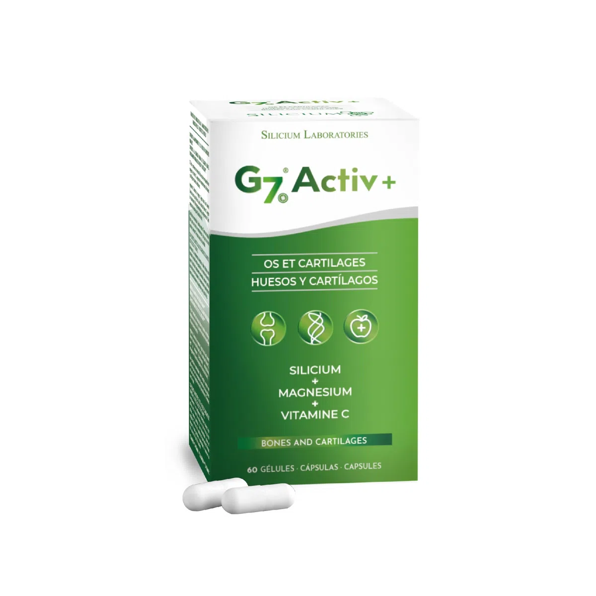 G7 Activ+. Fórmula Mejorada. Suplemento De Silicio Con Vitamina C Y Magnesio Que Mejora El Mantenimiento Normal Del Los Huesos Y Las Articulaciones. Aporte De Energía Extra Y Vitalidad. 60 Cápsulas.