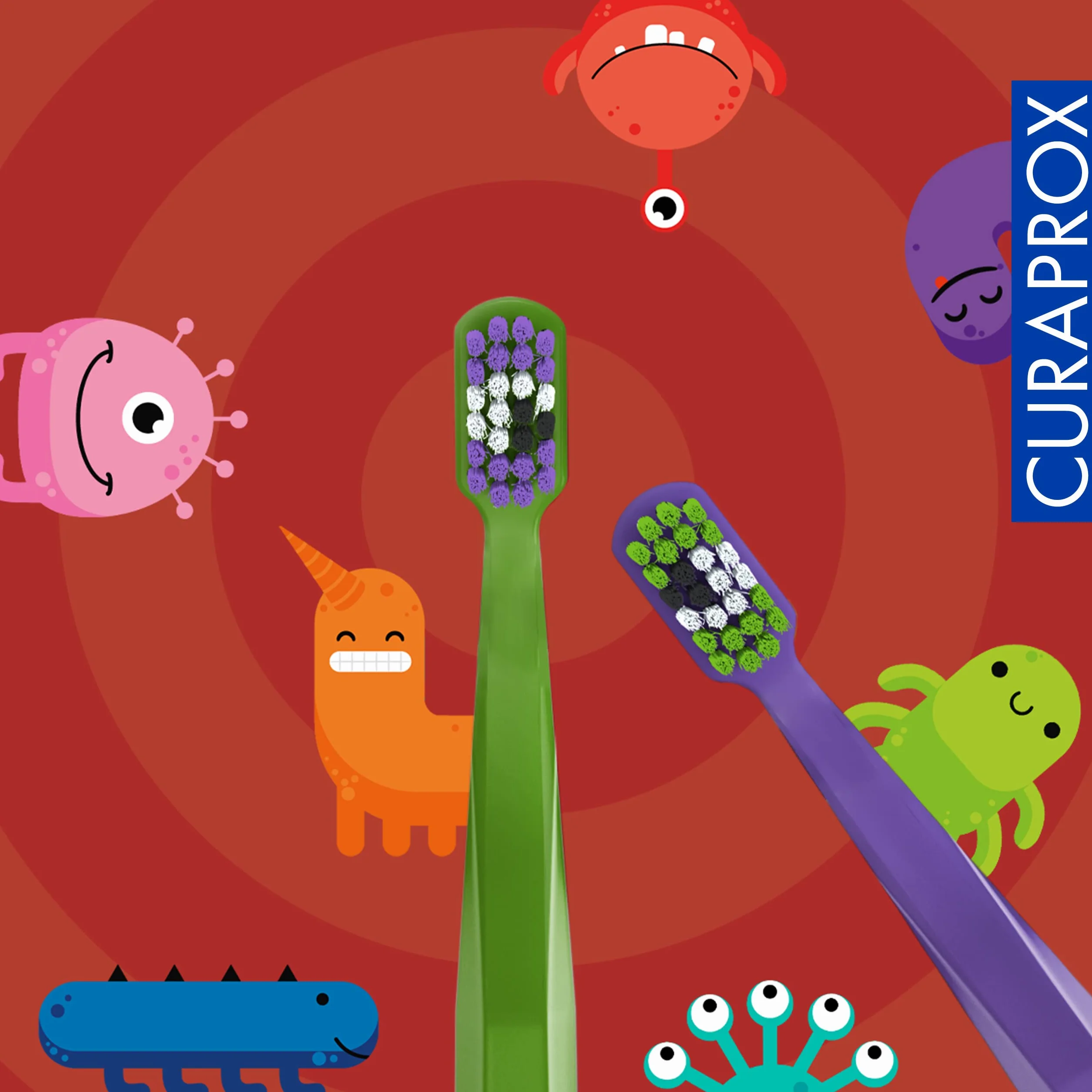 Curaprox CS Kids Special Edition Little Bacterias - Cepillo de dientes de mano (2 unidades)