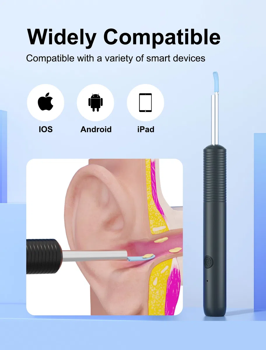 NEUTYPECHIC Otoscopio Limpiador de Oídos 3,6mm, 1920P WIFI Endoscopio Oido, Impermeable IP67 con 6 Luces LED Kit Limpiador de Oidos otoscopio digital para iPhone, iPad y Android para Cuidado Familiar