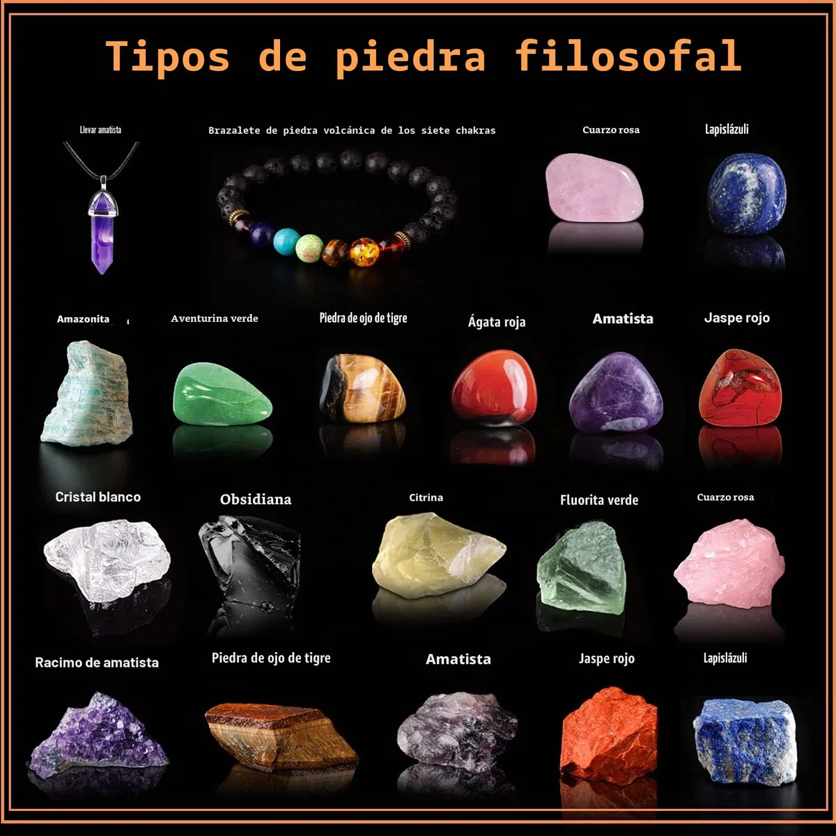 Purpledi Juego de Piedras y Cristales Curativos, Chakra Stones Set, 7 Piedras de Chakra, Healing Crystals Chakra Stones Set, para Meditación, Equilibrio de Chakras, Terapia de Cristal (A)