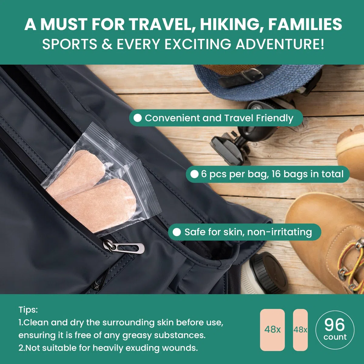 Welnove Cinta Moleskin para la Prevención de Ampollas – 96 Hojas Acolchadas para el Cuidado de los Pies – Fieltro Adhesivo Podología y Protector de Callos – Protección para el Talón, Dedos
