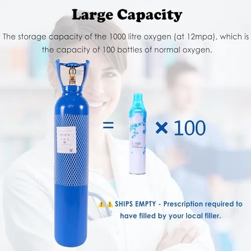 Cilindro de oxígeno portátil con máscara y carrito para uso doméstico, ideal para asma y dificultades respiratorias, gran capacidad