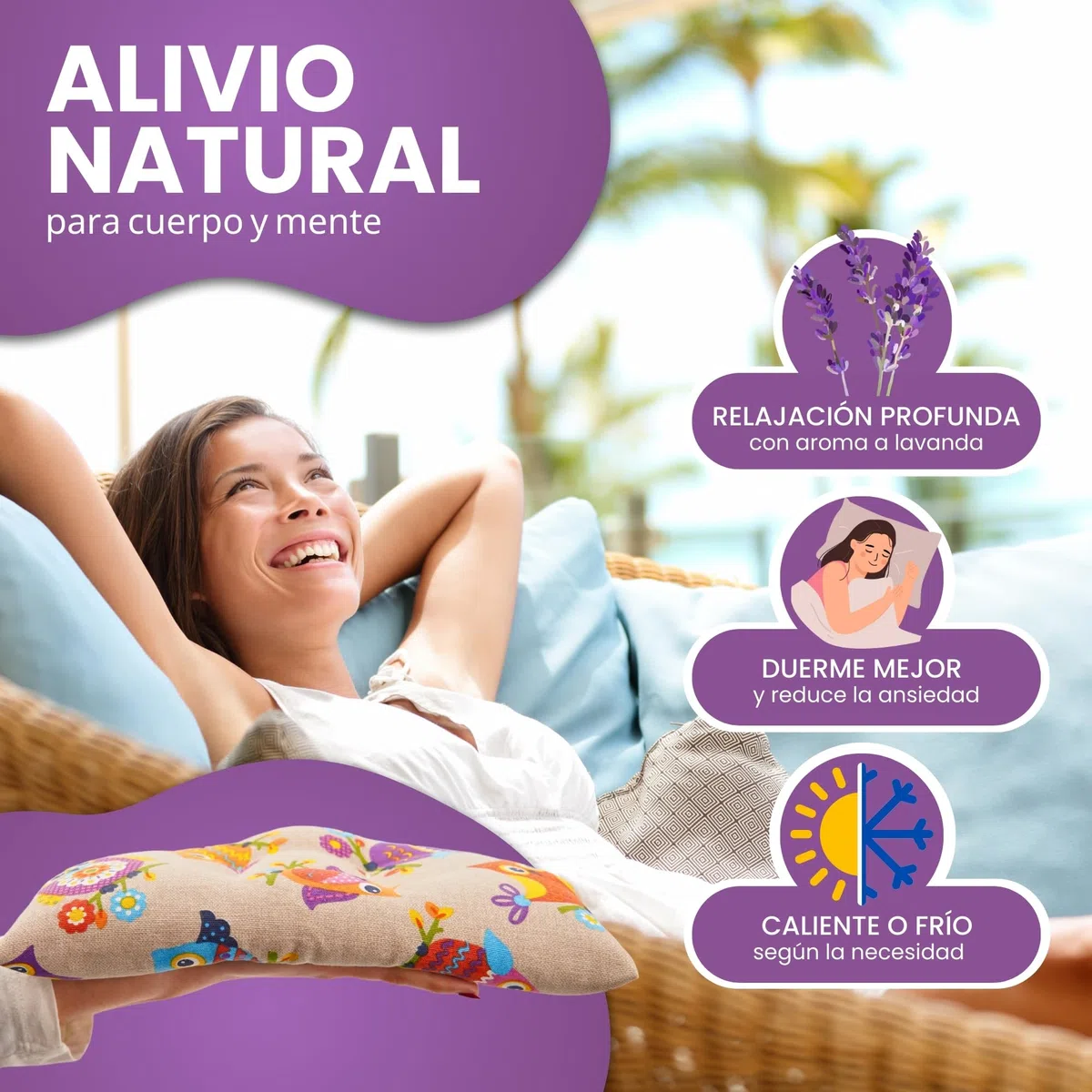 Saco Térmico de Semillas para Microondas | Saco de Semillas para Microondas | Bolsa Semillas Calor Microondas, con Semillas de Trigo y Lavanda, para un Alivio Natural del Dolor, 30 x 17 cms.