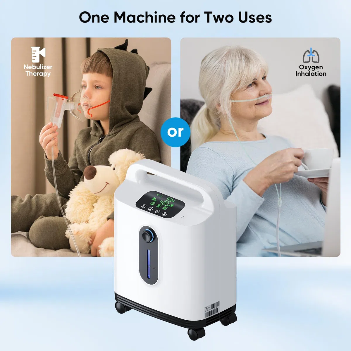 Concentrador de oxígeno portátil para uso doméstico, Xandoril, 1-8 l/min, concentración del 93%, apto para adultos y niños, con mando a distancia, nivel de ruido inferior a 50 dB.