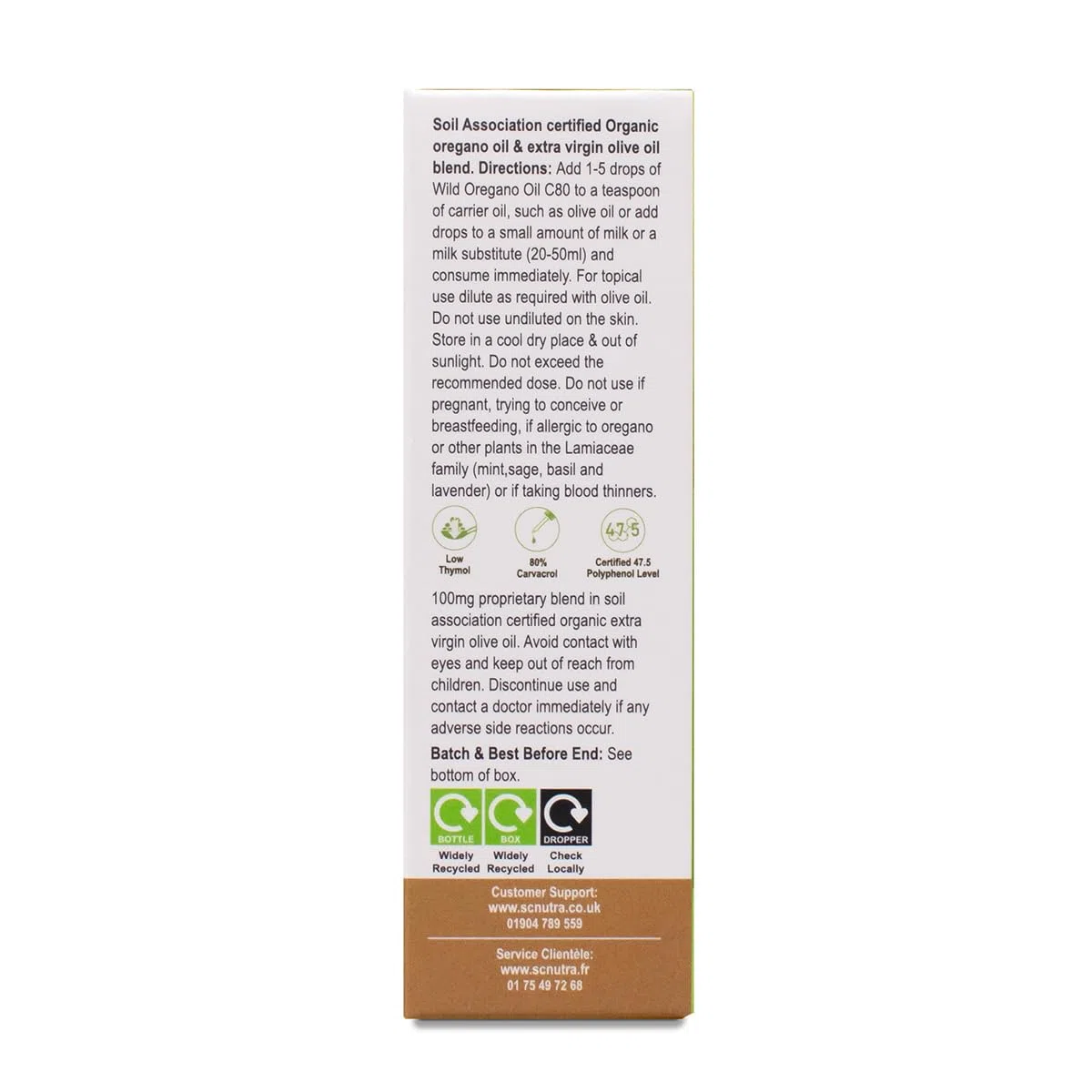 Aceite de orégano silvestre orgánico C80 5 ml | para uso tópico e interno | 83% + Carvacrol y niveles bajos de timol - Paquete de prueba | SC Nutra