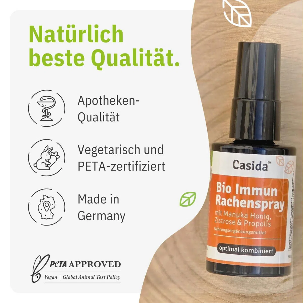 Casida Bio Immun Spray para garganta propóleos con miel de Manuka, jarita y vitamina C, spray con miel de Manuka, calidad orgánica, 30 ml