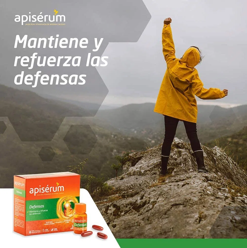 APISERUM - Pack Defensas Cápsulas - Tres Meses de Tratamiento - Mantiene y Refuerza Las Defensas - Multivitamínico Con Jalea Real, Vitamina C, Echinacea, Zinc, Reishi y Shitake