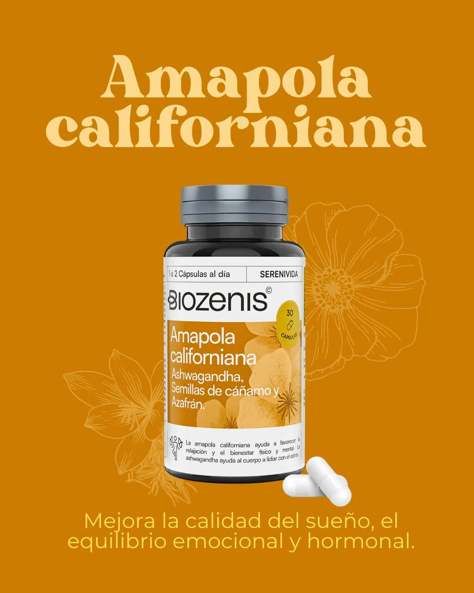 Serenivida – Amapola Californiana, Ashwagandha, Azafrán y Semillas de Cáñamo – 30 Cápsulas