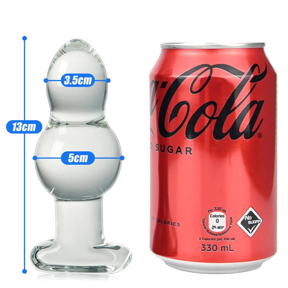 Roluck Plug Anal De Vidrio, Plug De Cristal Con 2 Bolas, Dildo Anal De Vidrio, Entrenador Anal, Bolas Anales, Juguetes Sexuales Para Hombres Y Mujeres, MasturbacióN, Regalo De San ValentíN (M)