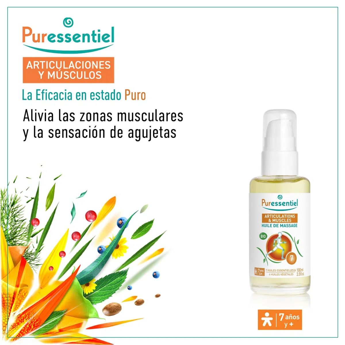 Puressentiel Articulaciones y Músculos - Aceite de masaje BIO - Arnica y Gaulteria - Preparación y recuperación deportiva - 100 ml
