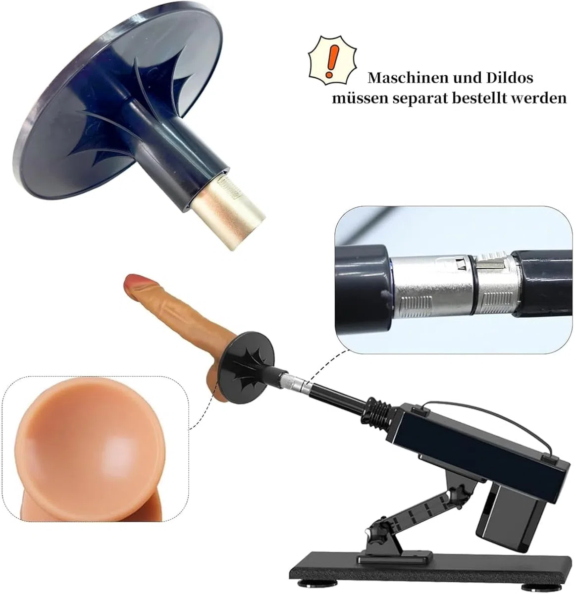 Accesorio para Máquina Sexual Automática con Conector 3XLR Ventosa de 10cm Adaptador Rápido para Máquina de Sexo Sex Machine Adapter Accesorio 3XLR para Consolador, Masturbación Juguete Sexual