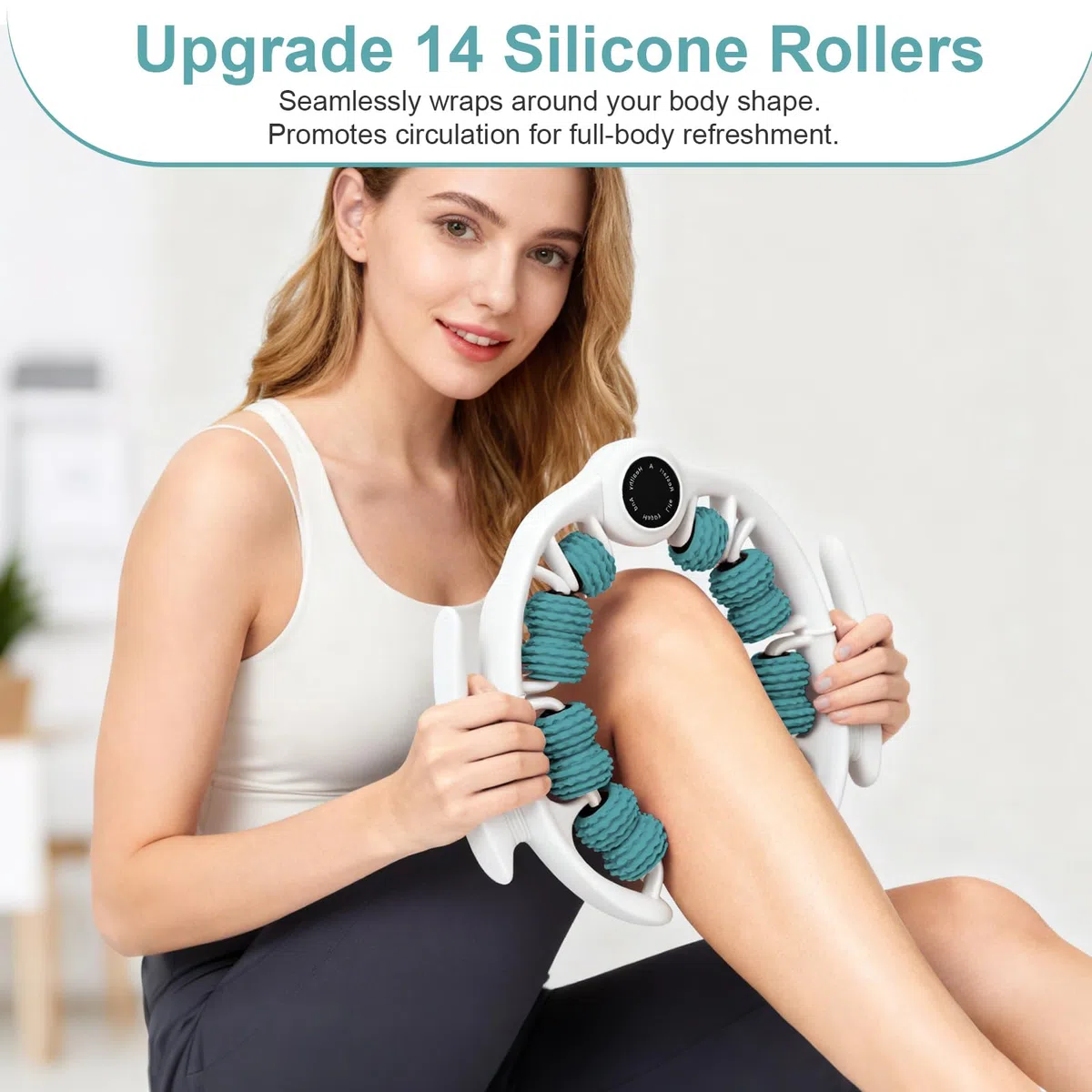Rodillo de masaje de celulitis con asas de rodillo desmontables para espalda, piernas, cuello, hombros, relajación muscular corporal y circulación, herramienta masajeadora de presión firme para