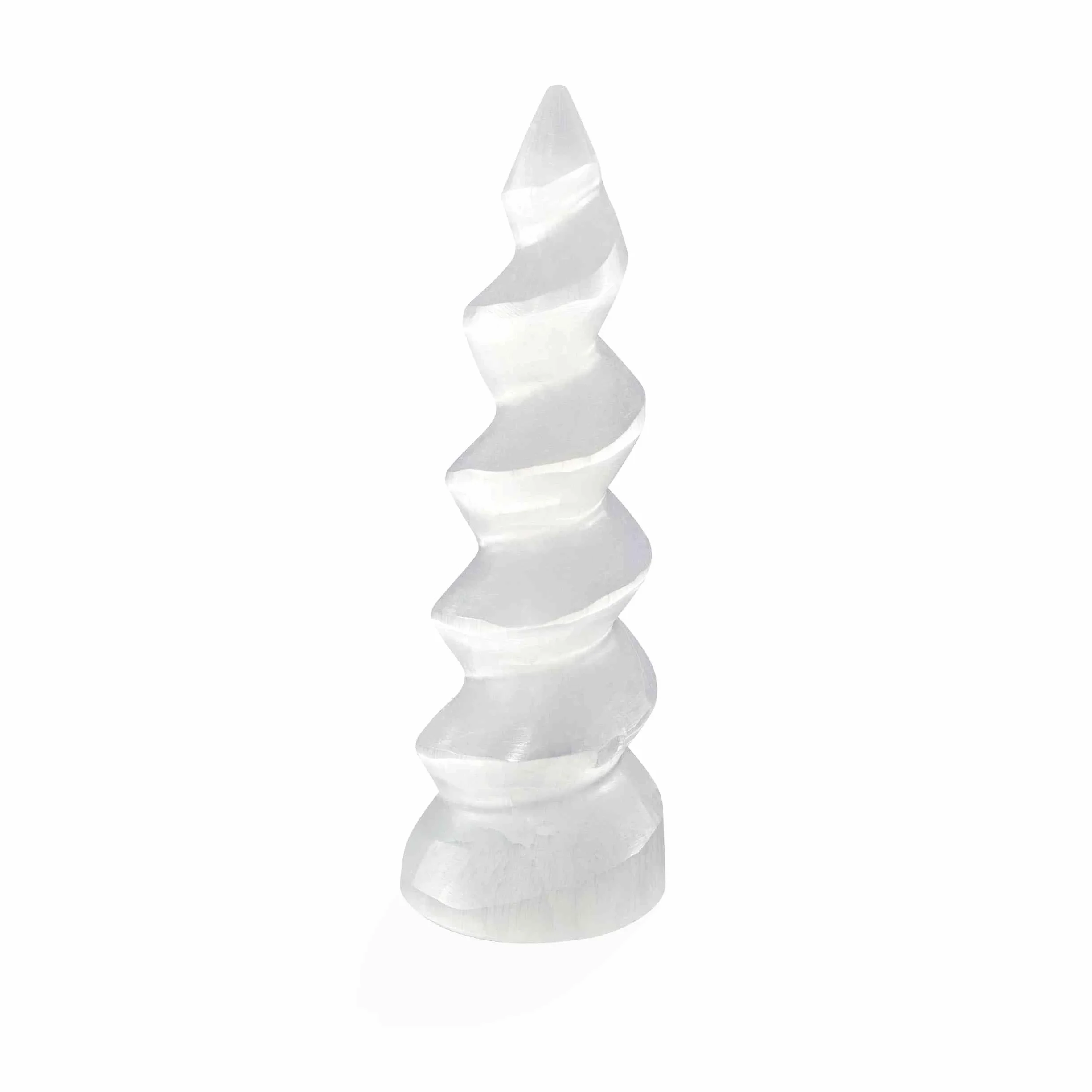 NKlaus Torre de selenita en espiral, 14 cm, piedra curativa para meditación, equilibrio de chakras y energía espiritual, decoración elegante y piedra protectora