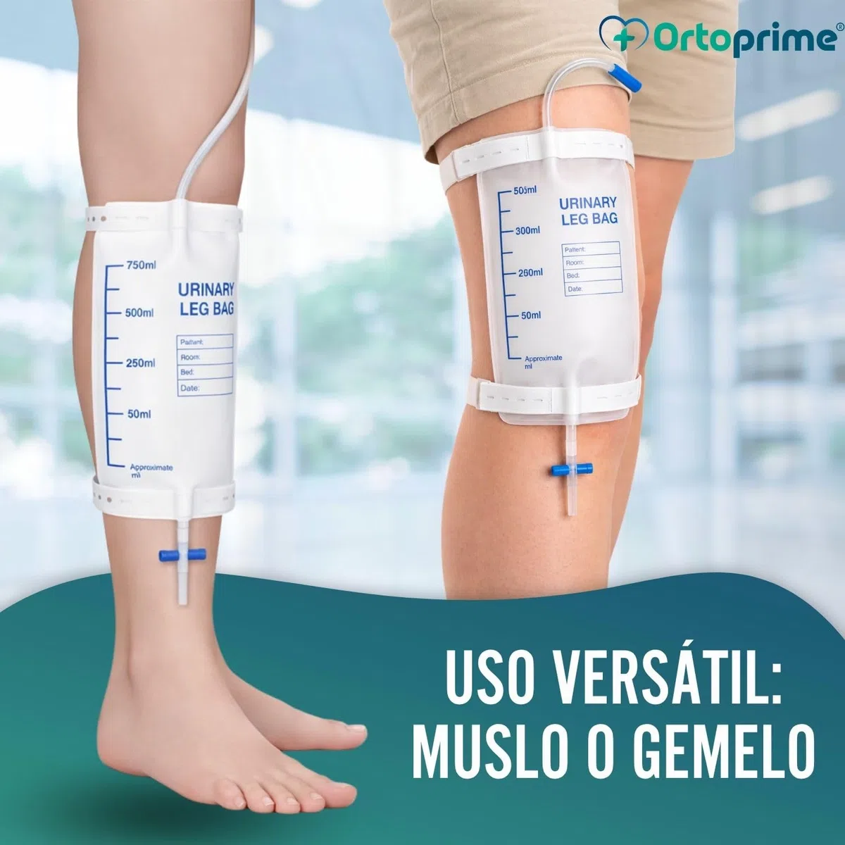 OrtoPrime Bolsas de Orina Pierna PACK X10 UNIDADES bolsa Drenaje orina 750ML Colector Urinario ANTIGOTEO en T - bolsas orinal portátil - Sonda Urinaria ESTERILIZADAS Bolsa de Pierna Urinaria