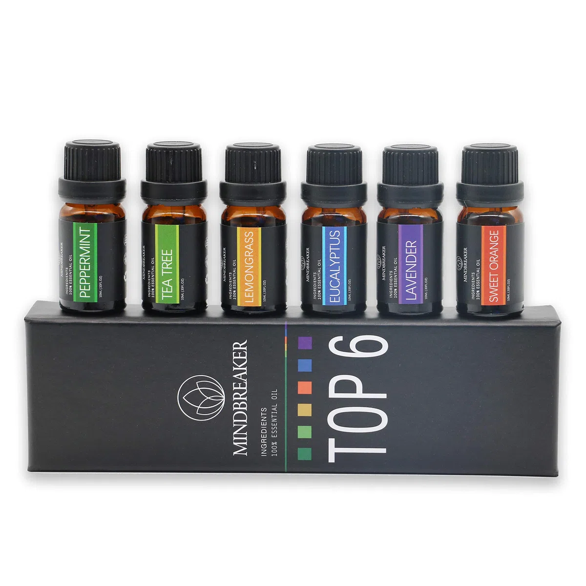 Aceite esencial aromaterapia Set incluye parte superior 6 Set de regalo: lavanda, Naranja Dulce, menta, árbol de té, citronela, eucalyptus-100% Pure