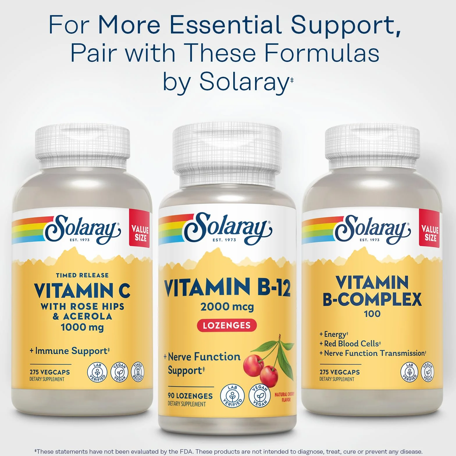 SOLARAY Vitamina B-12 2000mcg | Sabor a cereza natural sin azúcar | Energía saludable y soporte de glóbulos rojos | Sin Gluten | Apto Para Veganos | 90 Lozenges