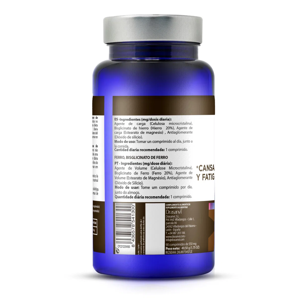 DRASANVI MINERAL BISGLICITANO DE HIERRO FERROCHEL - Mineral esencial relacionado con numerosas funciones - VEGANO - SIN GLUTEN - 90 comprimidos
