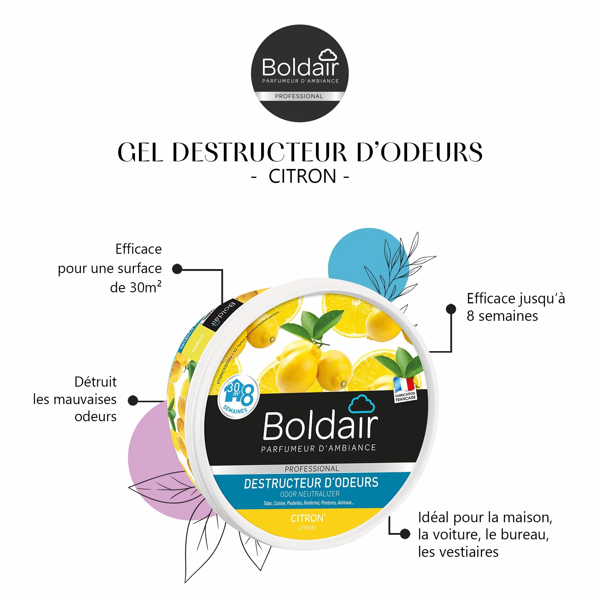 Boldair Gel Destructor olores Limón