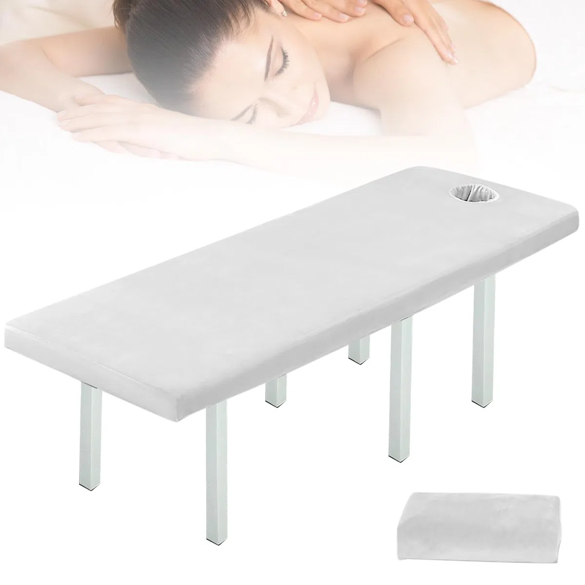 Funda de masaje de 80 x 190 cm, para silla de masaje, resistente al aceite, lavable, funda nórdica de belleza con agujero, funda elástica para mesa de masaje, spa, banco de terapia