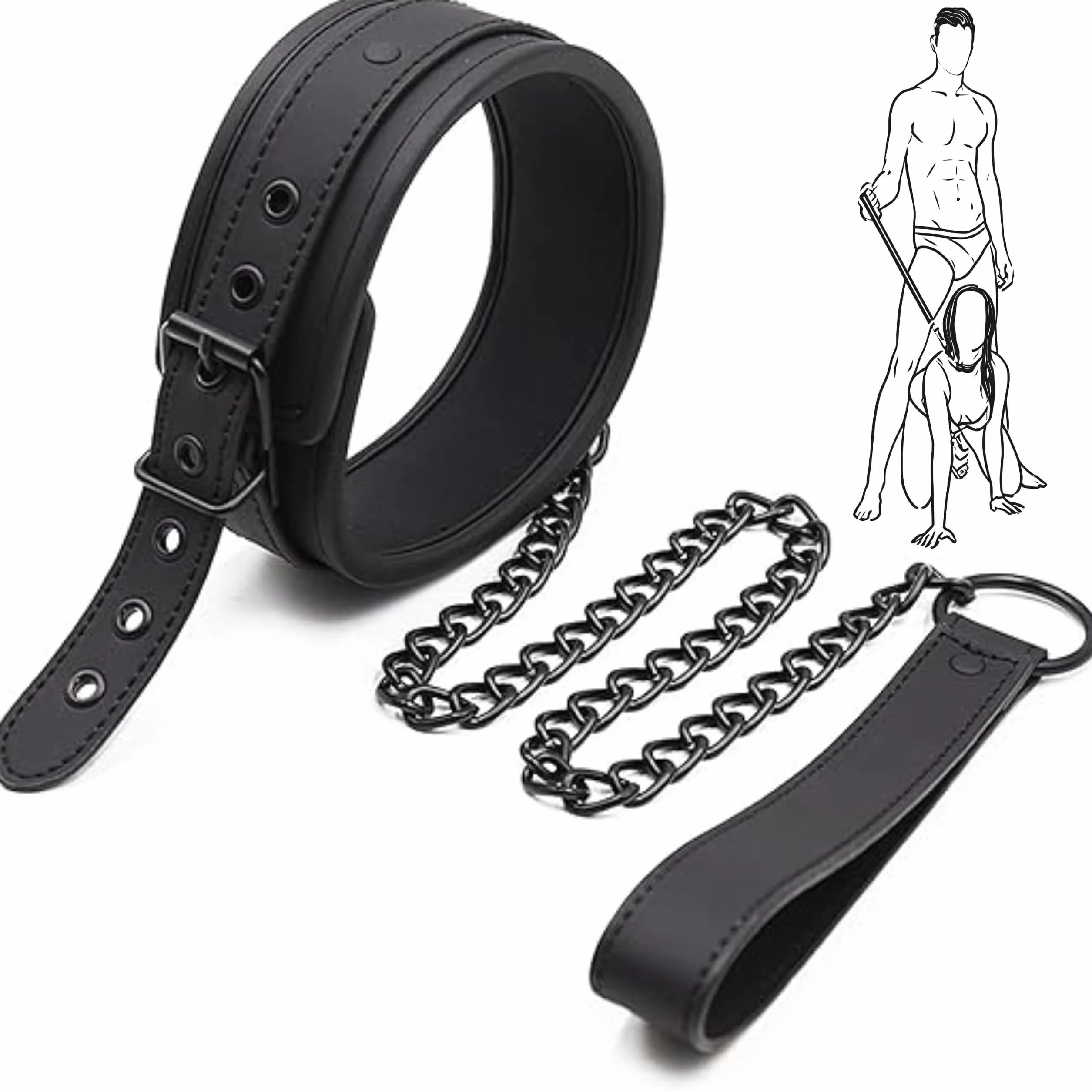 Future of your pleasure Sensual Collar y correa Bdsm Adulto Juguete Sexual negro mujeres para sexo Collar de cuero hombres collares sexuales fetiche Bdsm gargantilla cuero hombres FOPS B17