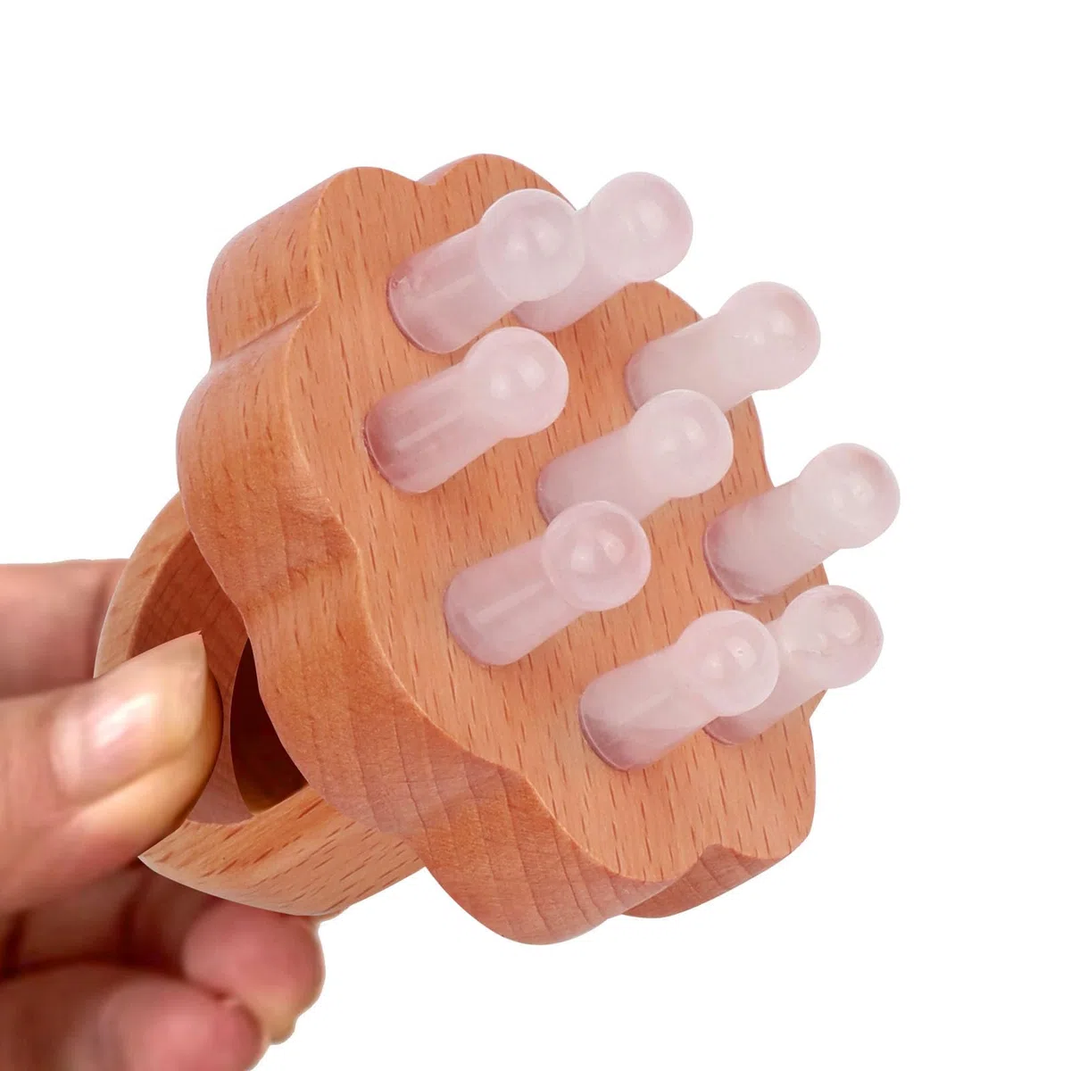 ideayard Masajeador de cuero cabelludo, peine de cuero cabelludo, peine de madera de jade para el estrés de la cabeza, herramienta de masaje relajante para el crecimiento del cabello, alivia los