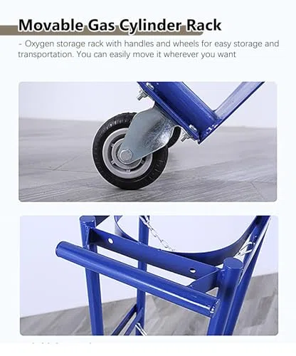 Soporte para tanque de oxígeno de 2 ruedas, portador de cilindro médico vertical duradero para un fácil transporte, estante de almacenamiento para tanques de 40 litros