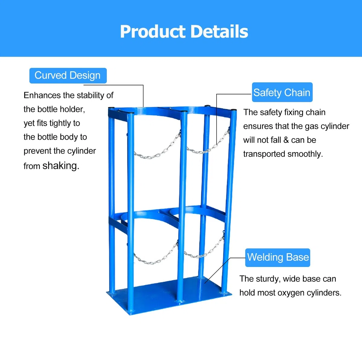 Estante de acero para cilindro de gas, soporte para tanque de oxígeno de montaje en pared o suelo con 2 bisagras, para uso industrial y de laboratorio