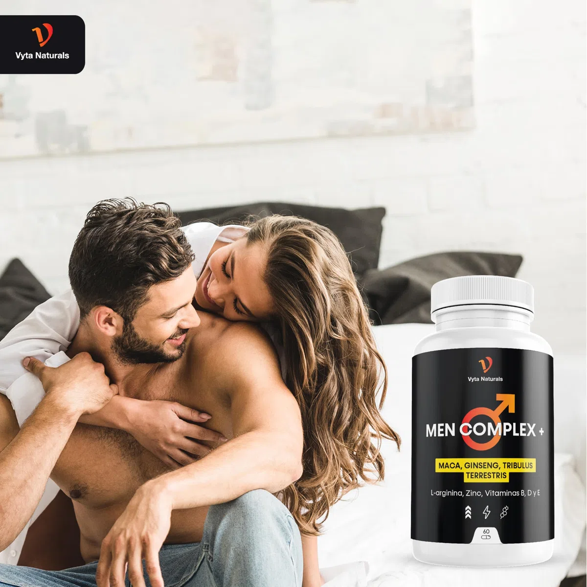 Testosterona Hombre - Energía, Rendimiento Físico, Vitalidad Masculina - Con Maca, Tribulus Terrestris, Ginseng, L arginina, Zinc, Vitaminas B, D y E