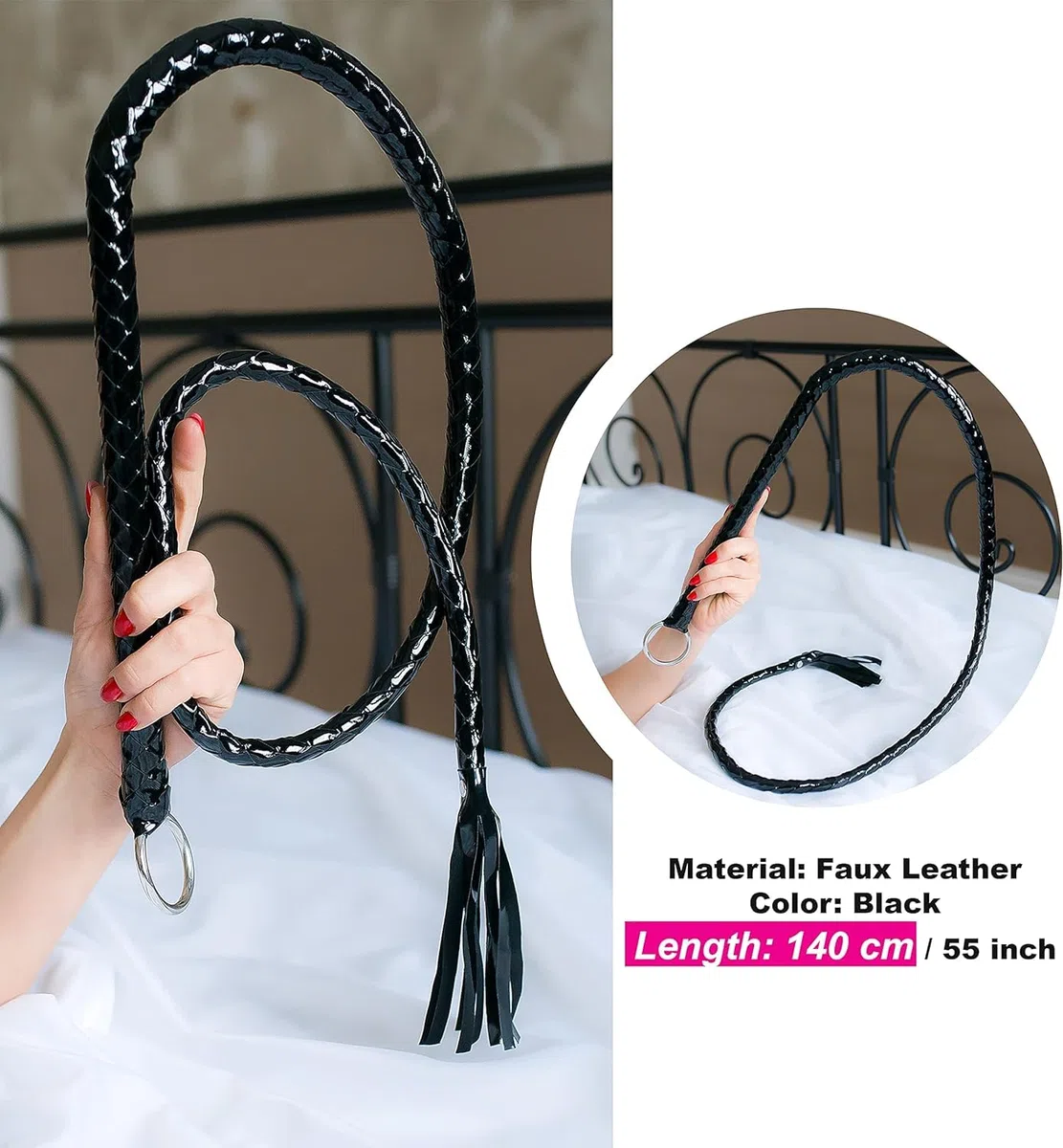 Bdsm látigo para esclavos 140cm negro charol látigo sexual para mujeres juego erótico juego sexual para parejas flogger para sexo flogger & fustes sexo para avanzado FOPS B21-10